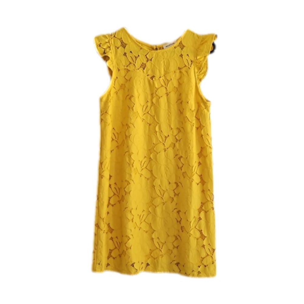 Monteau Yellow Floral Lace Dress Medium